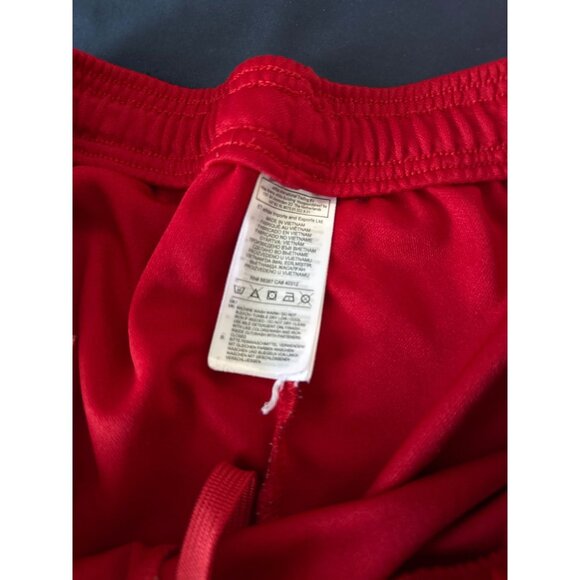 Adidas Mens Red Jogger Pants With White Stripes Elastic Waistband Slim Fit Z L - Picture 3 of 6